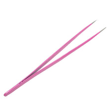 Load image into Gallery viewer, 2pcs Straight+Curved Eyebrow Eyelash Tweezers Nail Art Tools Pink Nipper for Picker Rhinestone Decorations Sticker Tools e311