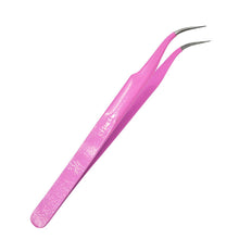 Load image into Gallery viewer, 2pcs Straight+Curved Eyebrow Eyelash Tweezers Nail Art Tools Pink Nipper for Picker Rhinestone Decorations Sticker Tools e311